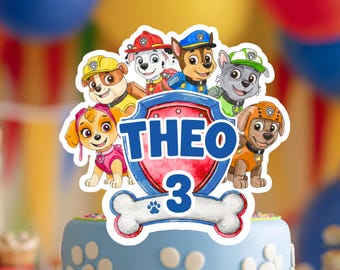 Hand-Painted Watercolor Puppy Dog Cake Topper (Digital Download)
