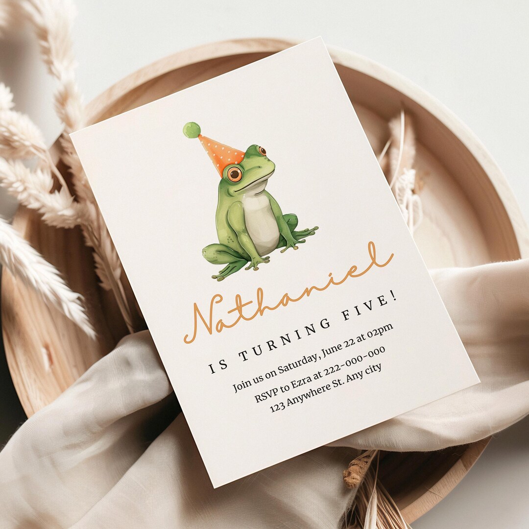 Frog Invite Frog Birthday Invitation Template, Kids Party Animal Invite (digital ...