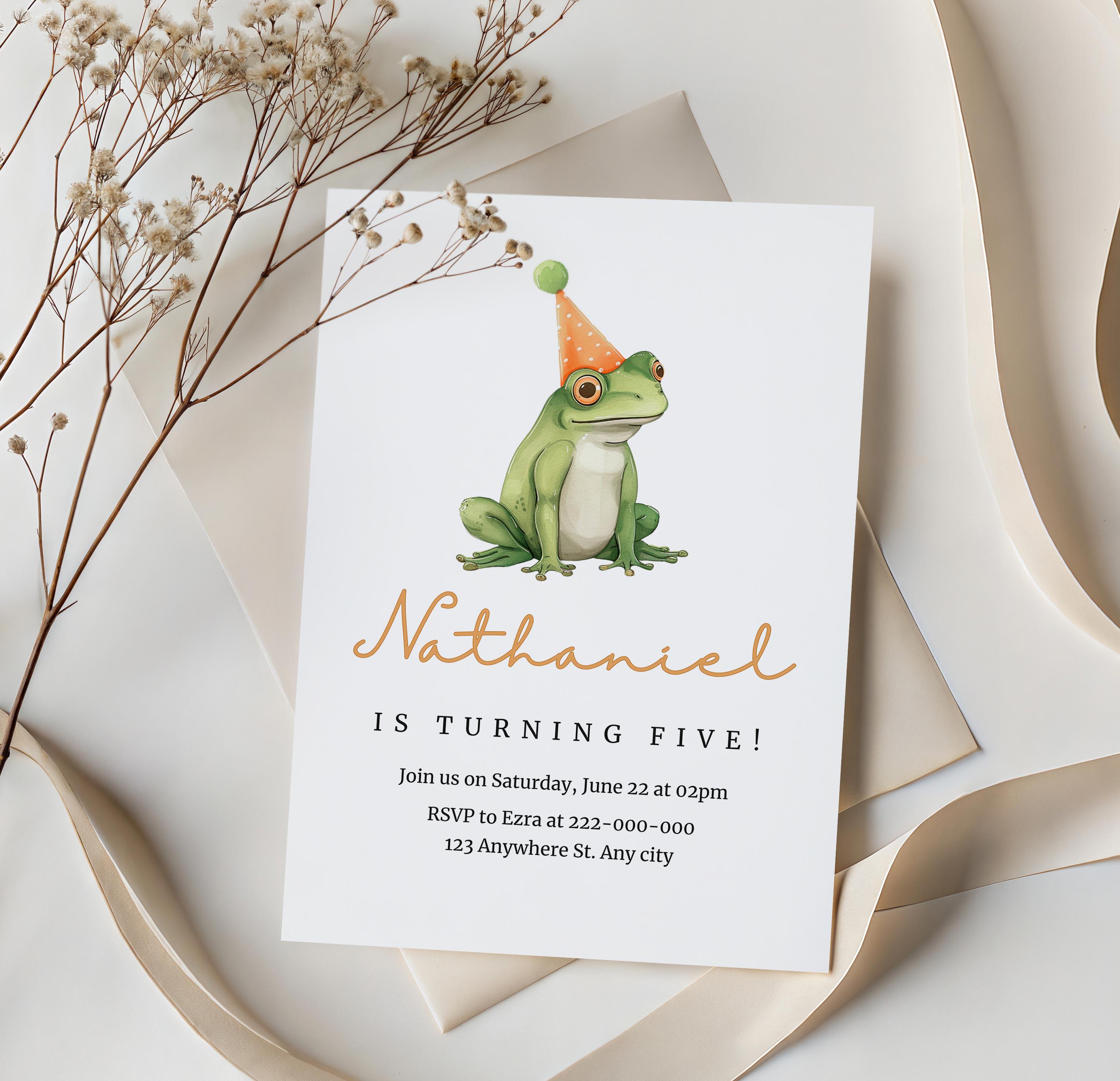 Frog Invite Frog Birthday Invitation Template, Kids Party Animal Invite (digital ...