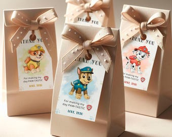 Watercolor Puppy Birthday Gift Tags, Editable Paw-Ty Thank You (Digital Download)