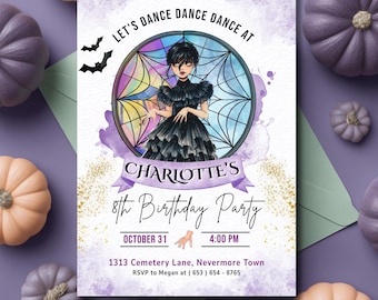 Wednesday Birthday Invitation, Editable Party Invite (Digital Download)