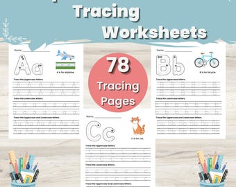 Preschool Alphabet Tracing Worksheets | Uppercase and Lowercase Letter Recognition Printable