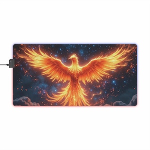 Illuminated Phoenix Gaming Mouse Pad – RGB LED Desk Mat