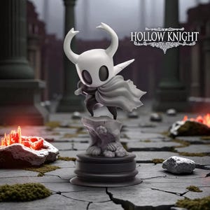 Hollow Knight Figur – Der Ritter PVC Sammlerstück | Schwarz-grau-weiße Figur, inspiriert vom Spiel Hollow Knight