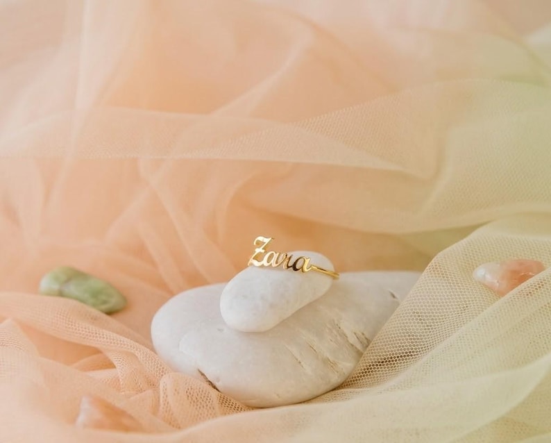 Personalized Name Rings Stackable Buy Personalized Name Ring Custom Name Jewelry Dainty Cursive Script ...