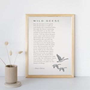 Wildgänse von Mary Oliver — Printable Poetry Art | Sofortiger digitaler Download | Minimalistische Wandkunst