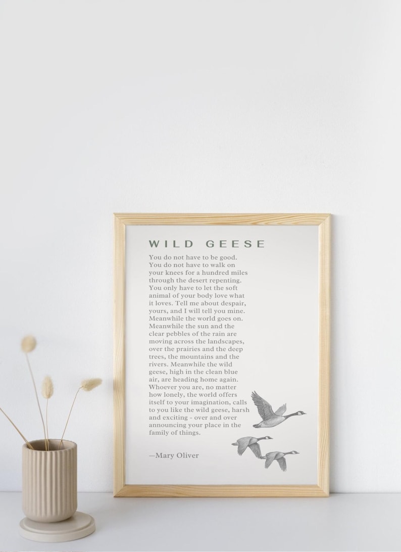 Wild Geese by Mary Oliver — Printable Poetry Art Instant Digital
