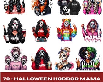 Pakiet Horror Halloween Mama PNG: ponad 70 projektów clipart (pobieranie cyfrowe)