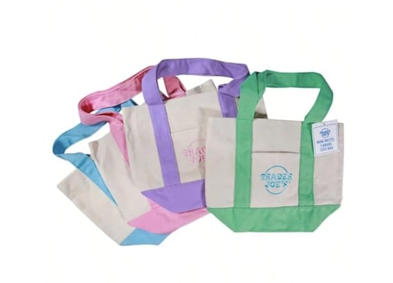 4 Trader Joe (Joe's) Pastel Tote Bags