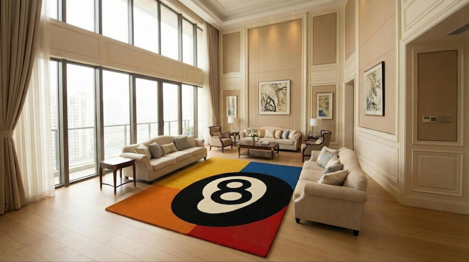 8 Ball Tufted Wool Rug | Handmade Colorful Streetwear Carpet - Etsy