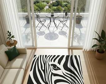 Handmade Zebra Print Wool Rug | Modern Living Room Decor