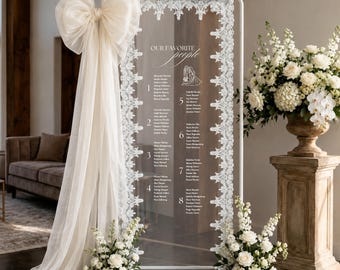 Lace Fabric Wedding Seating Chart Sign, Personalized Linen Table Plan, Find Your Seat Wedding Sign, Hanging Reception Seating Chart