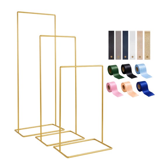 Adjustable Gold Backdrop Stand | Wedding Backdrop Frame | Baby Shower & Birthday Party Decor | Balloon Garland Frame | Event Display Stand