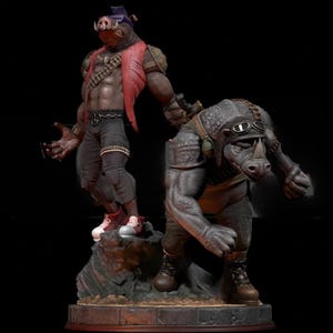 Mutant Duo STL - Punk Rhino & Warthog Schurken 3D Druck Modelle
