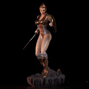 Modello STL di una guerriera fantasy - Eroina combattente femminile da stampare in 3D.