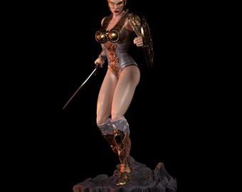 Fantasy Warrior Guardian STL – Bohaterska wojowniczka, model do druku 3D