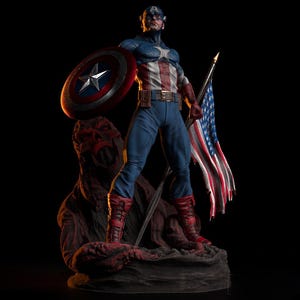Modèle 3D de héros bouclier classique – modèle d'impression 3D de super soldat patriotique