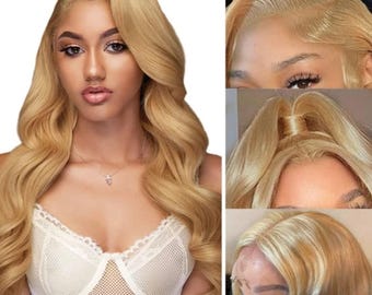 Color 27 Human Hair Wig, Body Wave 13x4 wigs,  20 inches,