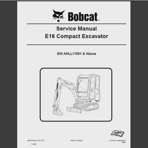 Bobcat E16 Bagger Werkstatt-Service-Handbuch Pdf - Ebook Sofort-Download, englische Sprache