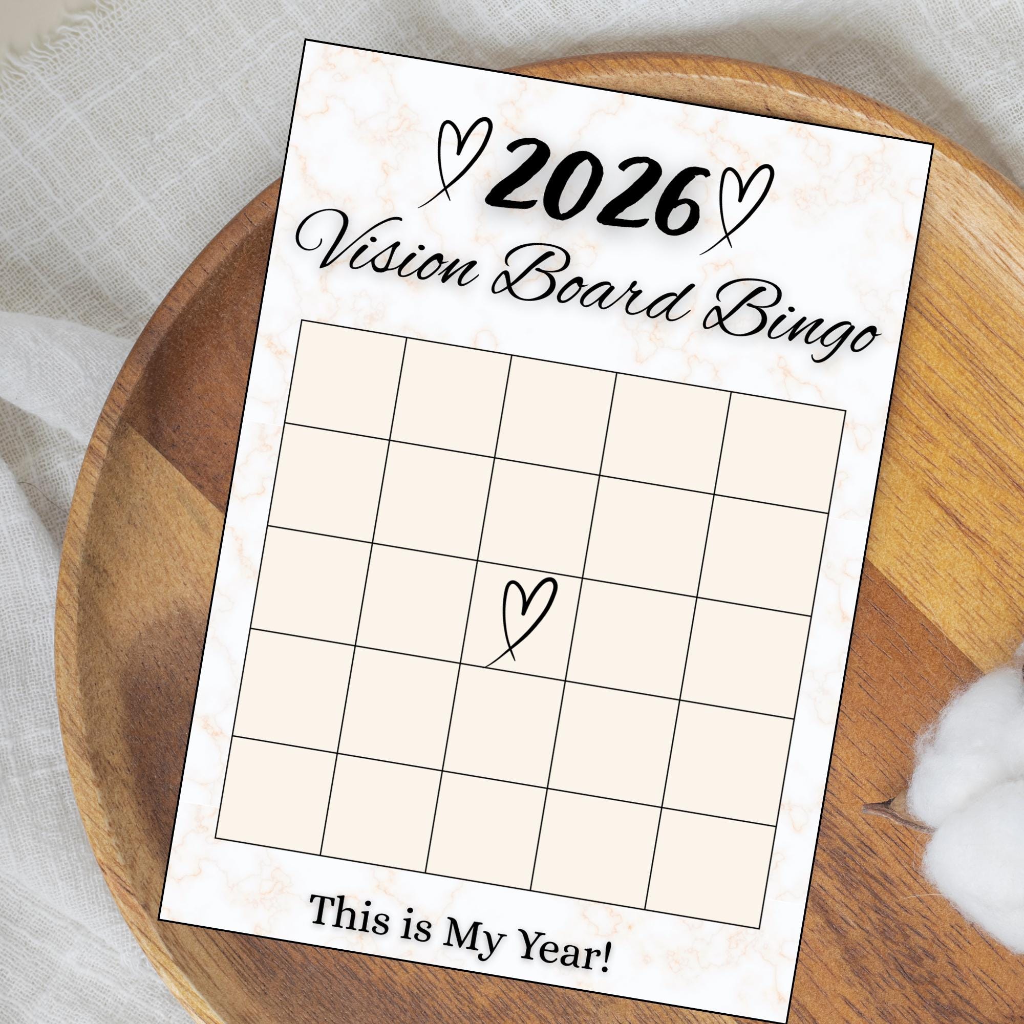 2026 Vision Board Bingo Printable & Editable | Goal Setting Bingo ...