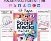 Social Media Planner Printable | Content Calendar, Marketing & Business (PDF Download, 40+ Pages)