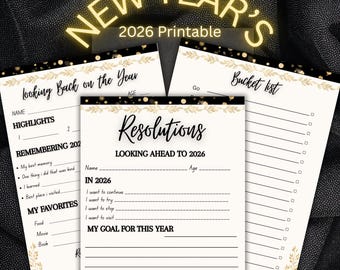 2026 New Year Resolution Printable Set |3 Page Goal Planner & Bucket ...