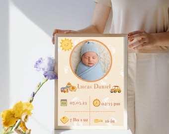Personalized Baby Birth Info Poster, Nursery Wall Art (Digital Download)