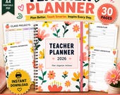 2026 Teacher Planner Printable | Floral Lesson Plans, Attendance tracker , school planner , teaching planner (PDF)