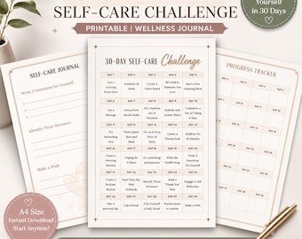 30-Day Self-Care Challenge Printable | Wellness Journal (A4 Digital Download)