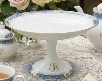 Antieke Limoges St. Martial - taartplateau op sokkel/compoteschaal jaren 1920