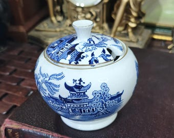Burleigh Ware - Blue Willow Sugar pot/Jampot /Vintage