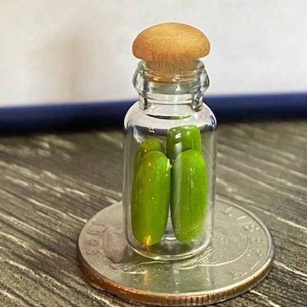 Miniature jar of pickles. 1:12 scale