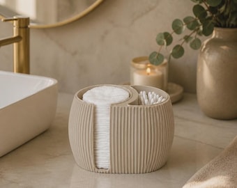 Ribbed Bathroom Organizer Minimalist | Toothbrush Holder Stand | Modern Vanity Storage | Japandi Neutral Decor | Countertop Sink Organizer