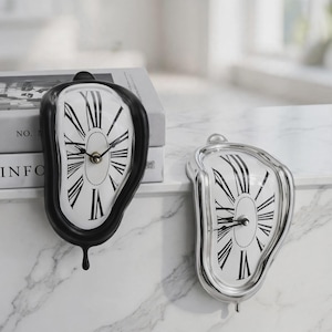 Melting Clock - Dali Surrealist Clock - Shelf Clock - Funny Office Desk Decor - Modern Home Decor - Optical Illusion Clock