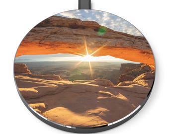 Cargador inalámbrico Mesa Arch, diseño de atardecer en el desierto, base de carga rápida