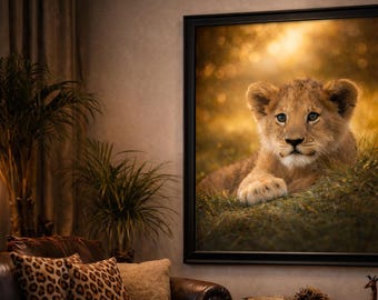 Lion Cub Poster – Safari Decorative Wall Art for Living Room or Bedroom