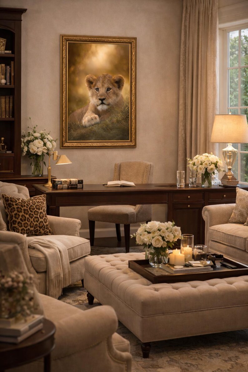 Lion Cub Poster – Safari Decorative Wall Art for Living Room or Bedroom ...