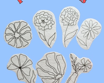 Floral Embroidery Stick and Stitch Transfers DIY Embroidery Flowers