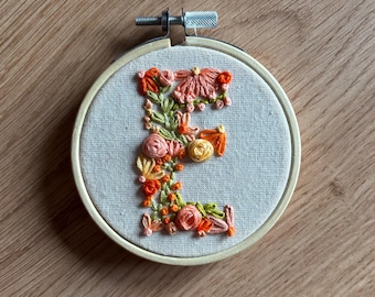 Personalised Floral Initial Embroidery Hoop