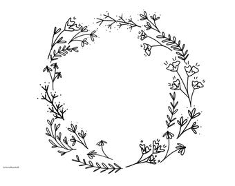 Flower Wreath Embroidery PDF Printable Floral Patterns Instant Download