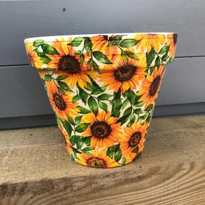 Extra Large Handcrafted 175mm Diameter "Sunflower " terracotta pot