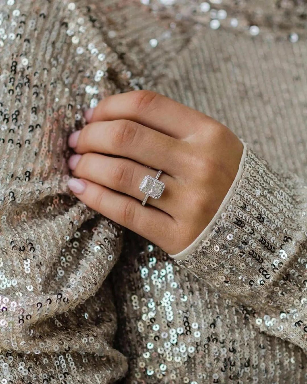 Ring Without Color Colorless Radiant Cut Engagement Ring, Simulated Vintage Ring, Ice ...
