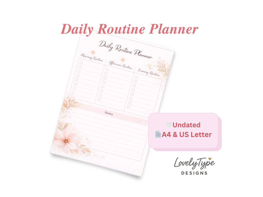 Daily Routine Planner Printable for Women | Minimal Self Care Planner ...