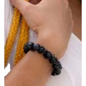Black Obsidian & Hematite Bracelet-Elastic Beaded Bracelets-Unisex Minimalist Jewelry.