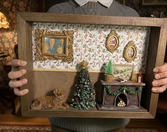 Vitrina personalizada de recuerdos familiares: regalo de aniversario personalizado: arte vintage en miniatura 3D