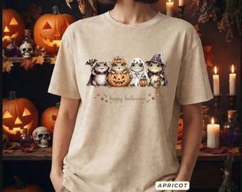 Hoppy Halloween Frog Shirt | Cute Halloween Frog T-Shirt | Spooky Frog Cottagecore Tee | Snow Washed Oversized Shirt | Frog Ghost Witch