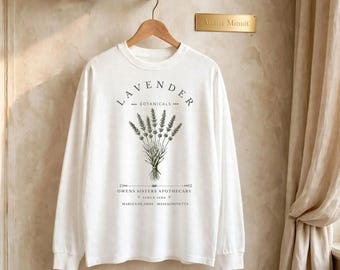 Lavender Long Sleeve Shirt Inspired by Practical Magic 2 | Owens Sisters Apothecary The Midnight Calm | Witchy Botanical Long Sleeve | Gift