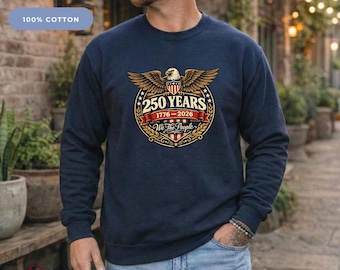 T-Shirt long sleeve 100% cotton | Independence Day 250 Years 1776-2026 Eagle Shield