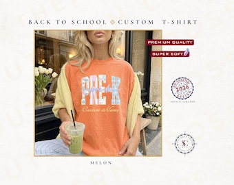 Custom Teacher T-Shirt: Back to School Floral Patchwork Name Tee