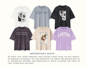 Custom Photo and Text T-Shirt | 275 GSM Custom Mineral Wash Cotton T-Shirt | Birthday Gift | Anniversary Gift | Christmas Gift |